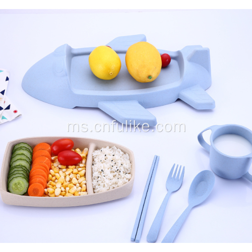 Airplane Shape Wheat Straw Tableware Set